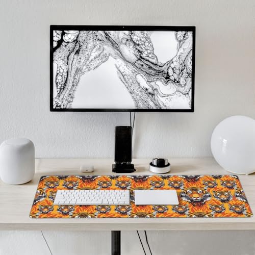 Tapis de souris de jeu grand format tigre feu pour PC