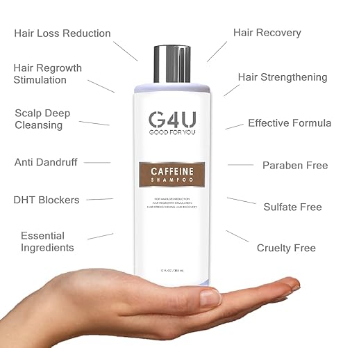 G4U Caffeine Shampoo For Thinning Hair, Hair Loss And Hair Growth For Men And Women. Natural Sulfate Free Shampoo With Dht Blockers. Caffeine Biotin Saw Palmetto And More. For Home, Salons And Spas. 12 Fl Oz #TOP1