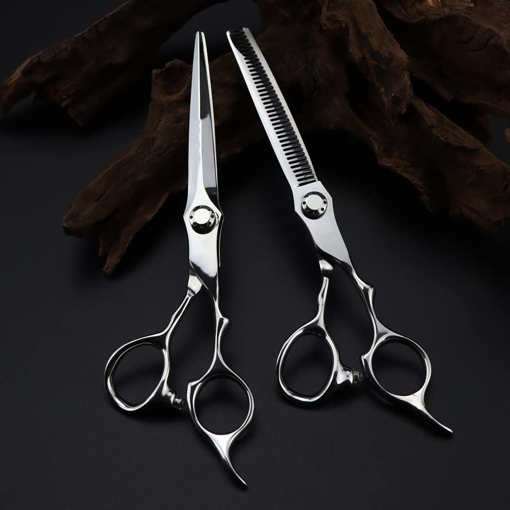 Tijeras de peluquería Profesionales de 6,5 Pulgadas, Fabricadas en Japón con Acero 440c, Color Plata. Juego de Tijeras de peluquería para entresacar el Cabello.