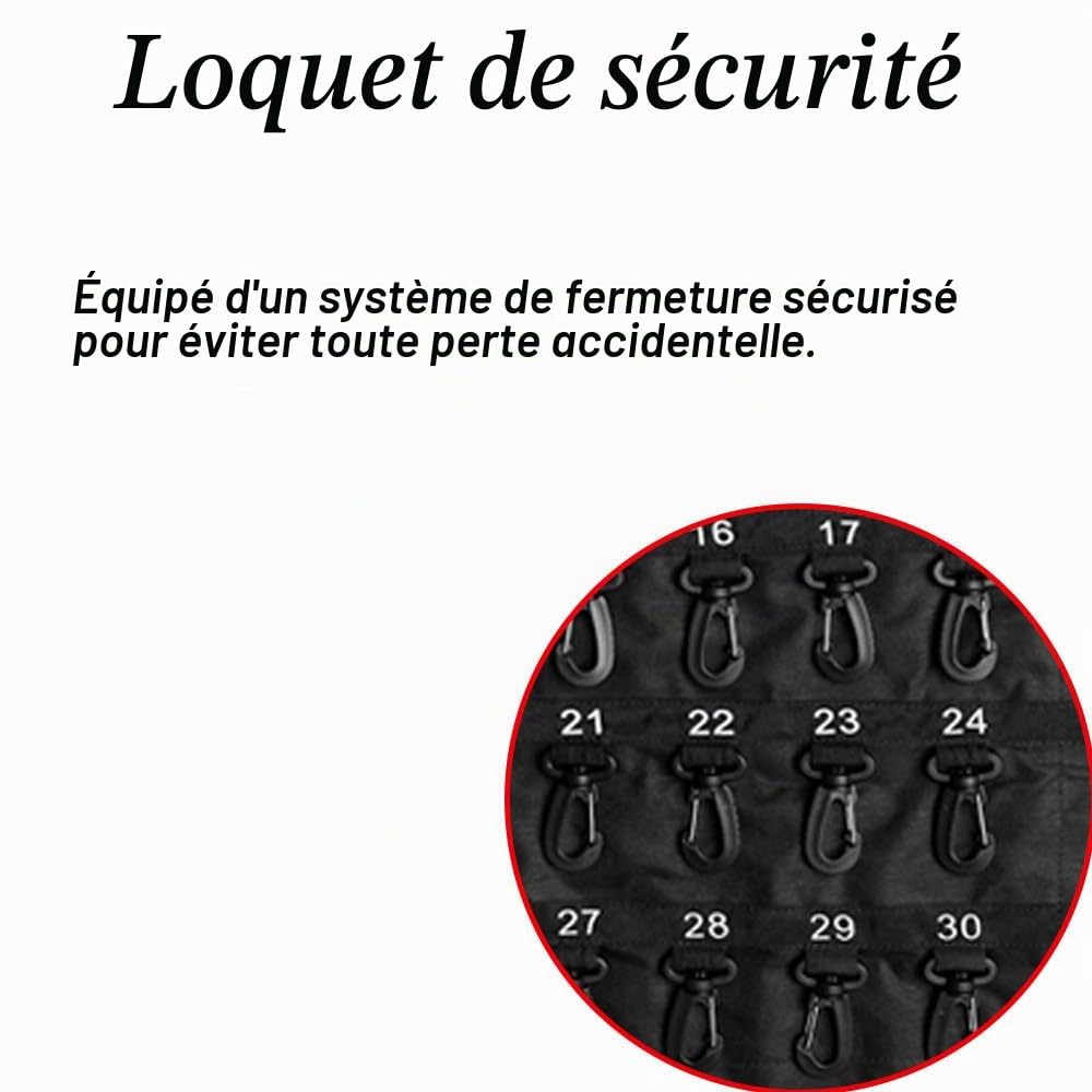 Étui à clés enroulable portable avec 30/40/50 positions de clés pour les ventes de voitures, immobiliers, hôtels, Noir , 50 Hooks (Positions), Moderne
