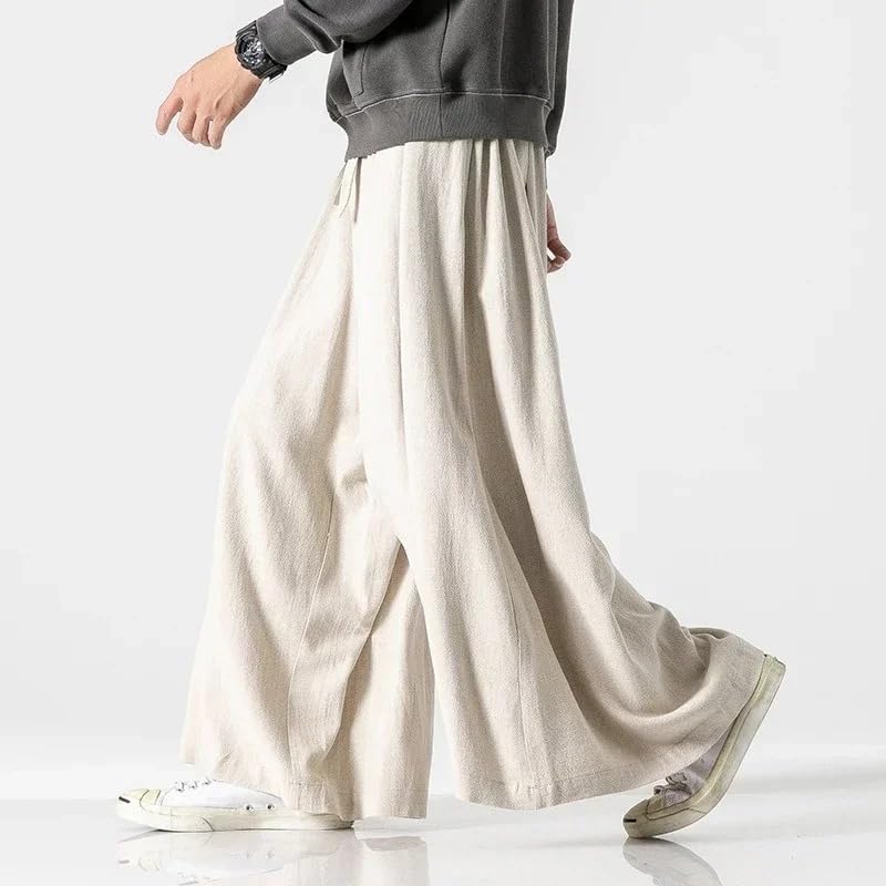 Chinese Style Cotton Linen Men Casual Wide Pants Loose Plus Size Harajuku Oversized Trousers2
