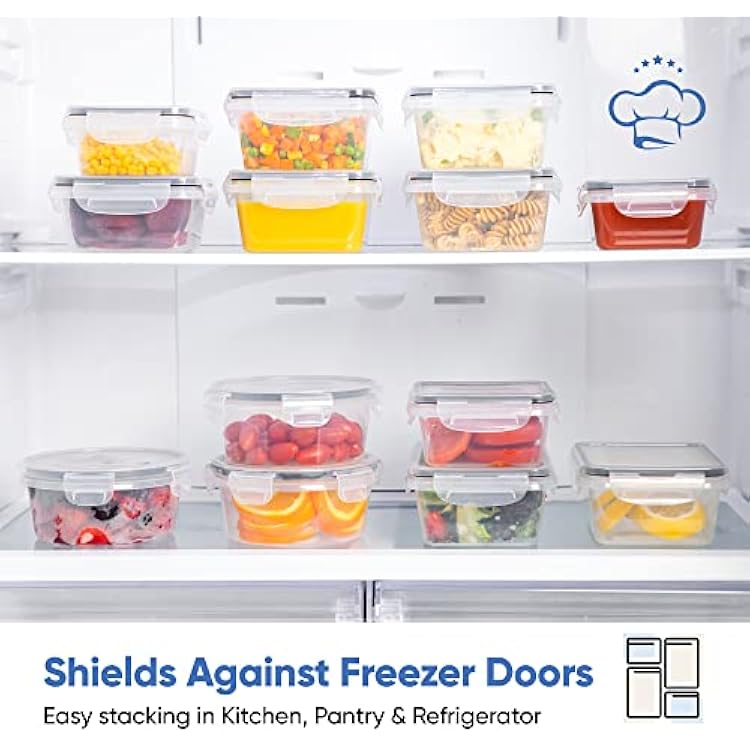 Chef's Path 32 Piece Airtight Food Storage Containers with Easy Snap Lids, 16 Containers and Lids, Stackable Kitchen and Pantry Canisters for Meal Prep and Food Storage - Transparent