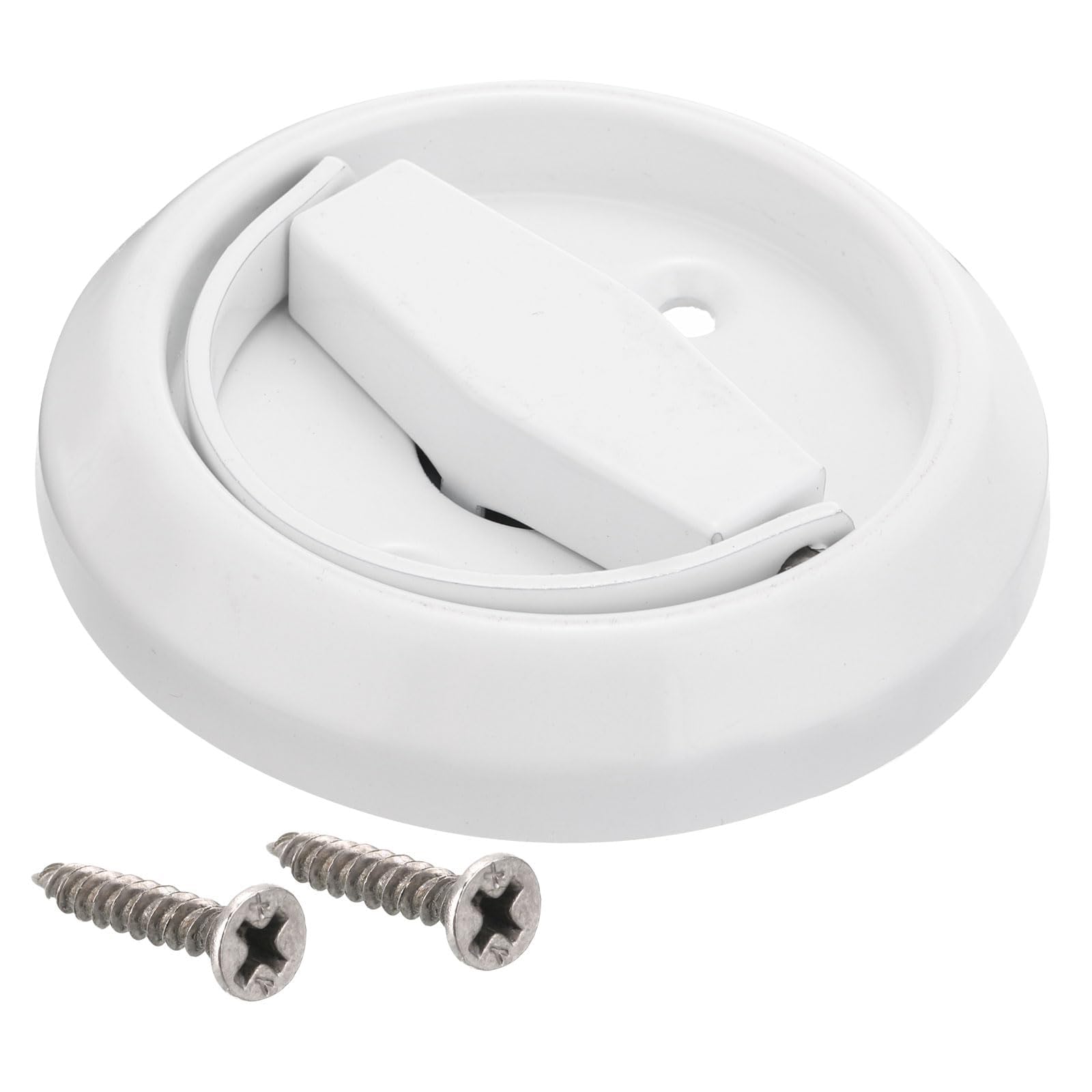 TOP-VIGOR Recessed Door Handles, 75mm Round Flush Pull Handles, Door Handle Finger Ring Pull with Screw - White