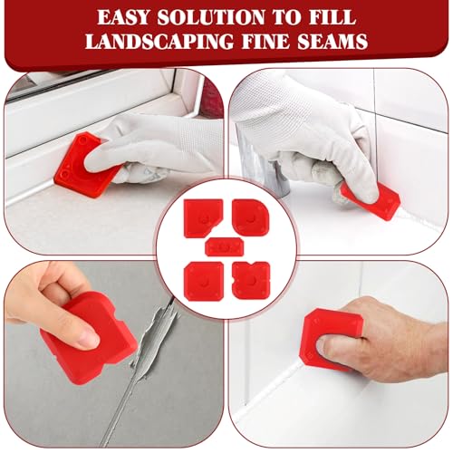 5 Stück Fugenglätter Silikon，Silikon Abzieher Fugen，Fugen Glätter Werkzeug，Fugenabzieher Set zum Verschönerung von Fliesenfugen