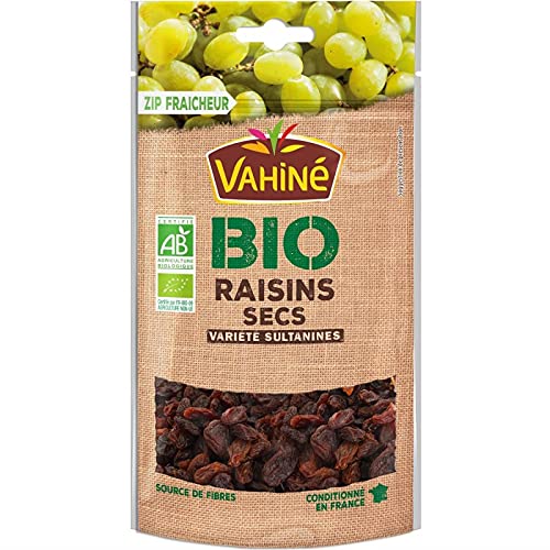 VAHINÉ - BIO Raisins Secs Sultanines 200g, snack bio naturel pour une énergie saine au quotidien- Lot De 4