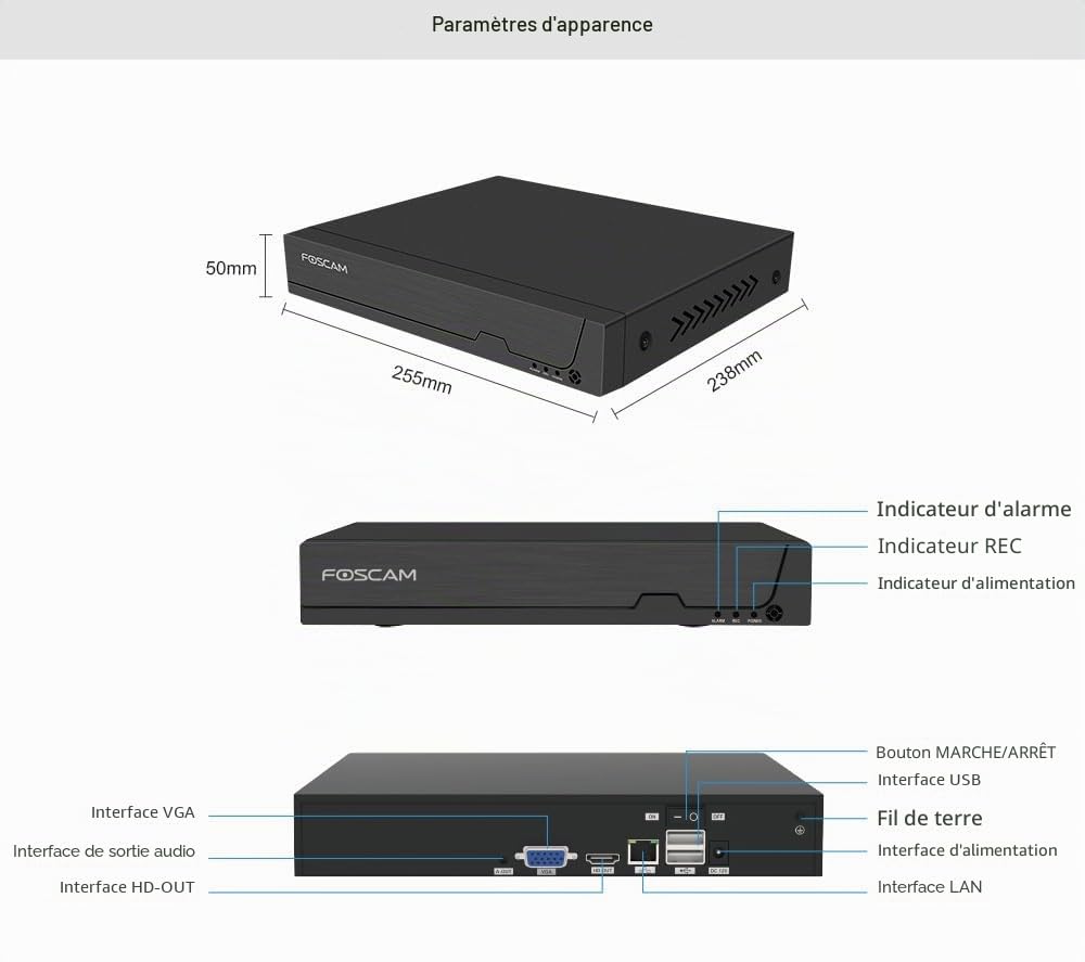 FN9108H - Enregistreur numérique Full HD NVR 8 Voies - Blanc