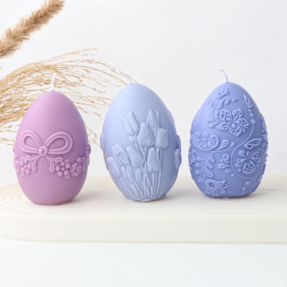 Moule à Bougie en Silicone 3D for œuf de Pâques, Moule à Bougie antiadhésif Moule à gâteau en Mousse Moule à Dessert, Bricolage Artisanat Fondant Bonbons Cupcake Savon Moule à pâtisserie