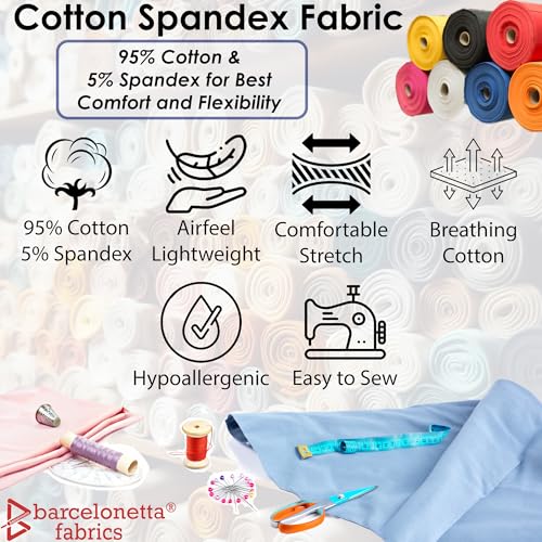 Premium Stretch Cotton Spandex Fabric by the Yard | Lightweight, Breathable & Versatile for Activewear | 60” Wide | 95% Cotton, 5% Spandex (Black, 1 Yard) 4 Premium Stretch Cotton Spandex Fabric by the Yard | Lightweight, Breathable & Versatile for Activewear | 60” Wide | 95% Cotton, 5% Spandex (Black, 1 Yard) - Image 3