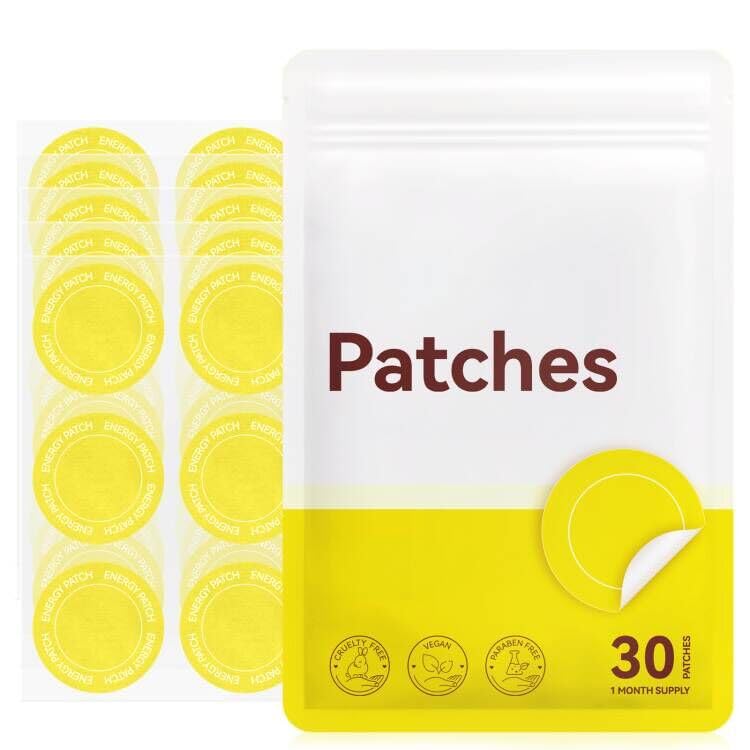 Adult Adhesive Patches with Caffeine Red Ginseng and Vitamin B12 Easy to Apply Daily Use Vegan Formula for Women and Men