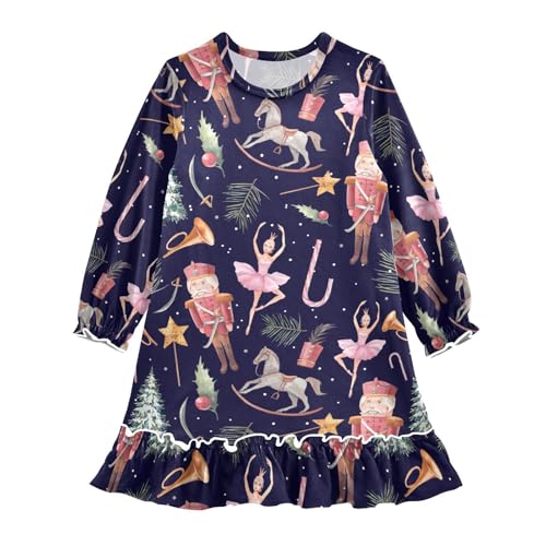 Aflyko Christmas Xmas Girls Dresses Long Sleeve Novelty Playwear Midi Sundress