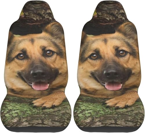ジャーマンシェパード ドッグ 犬柄 カーシートカバー 2枚セット 前席用 軽 防汚 気性 洗える 普通車 適用 フロント 軽自動車 シートカバー 背面フルカバー ブラック 運転席 助手席 車用 シート カバー おしゃれ プレゼント