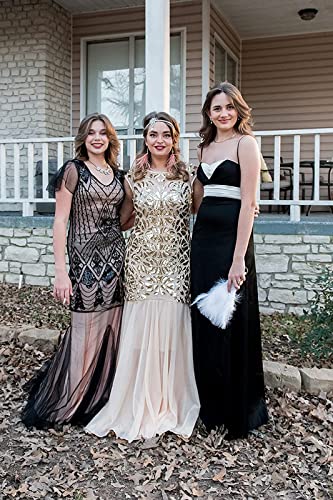Image of PrettyGuide Women 's 1920s Black Sequin Gatsby Maxi Long Evening Prom Dress