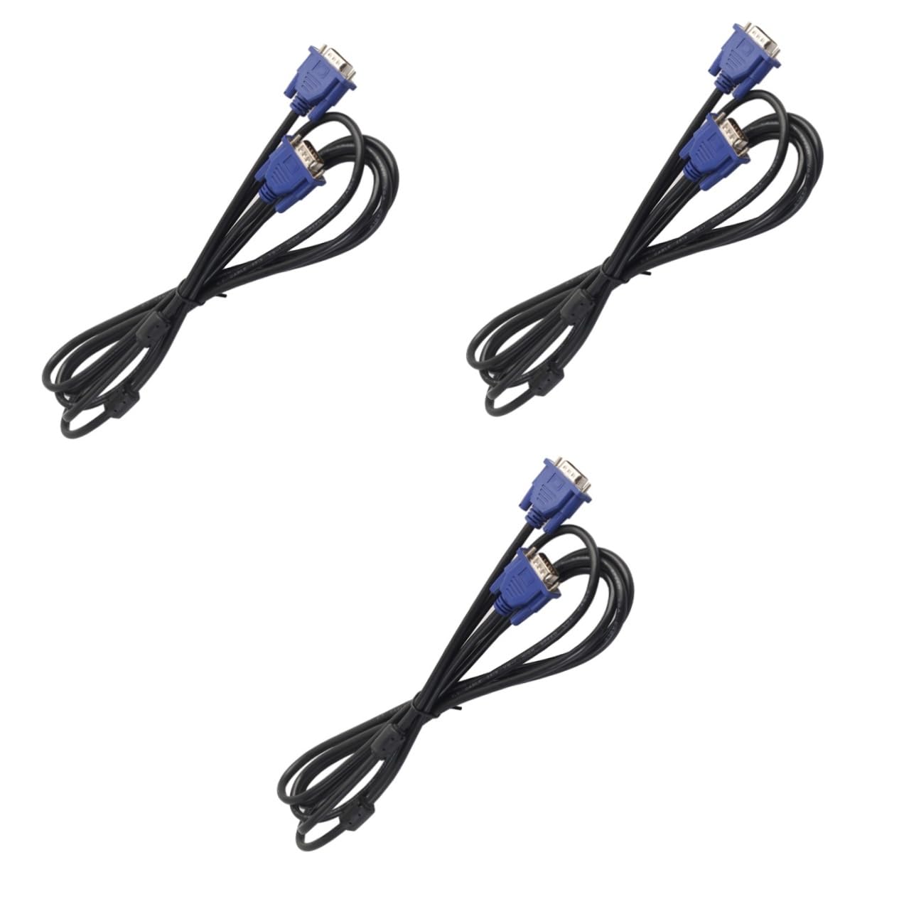 CIYODO 3pcs 3 Computer Vga Cable Male to Male Monitor Cable Computer Cable Video Adapter to Cable Vga to Vga Cable Vga Cord Double Magnetic Ring Adapter Cable Video Vga Male to Male