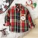 Kids Toddler Boy Christmas Outfit Santa Plaid Shirt Long Sleeve Button Down Shirts Jacket Coat Outwear Fall Clothes (Red, 9-12 Months)