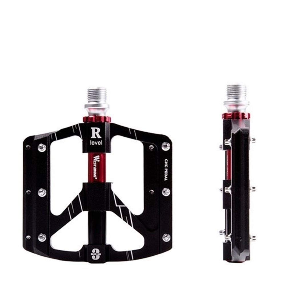 Pedali per Bicicletta con 3 Cuscinetti, Ultraleggeri, Antiscivolo, per Bici da Strada e MTB, con Cuscinetti sigillati (Colore: Nero)