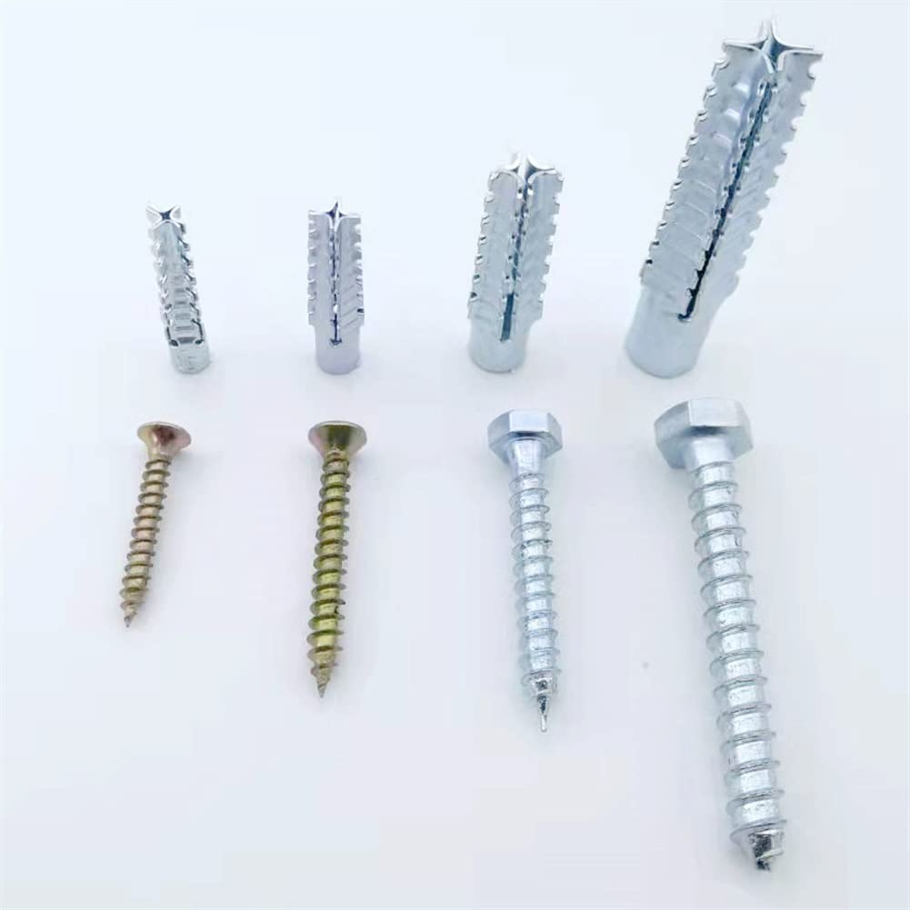 Juego de tacos y tornillos de pared, Expansión dentada Anclaje de pared sólida Pernos de pared seca de hormigón for tornillo Reemplace la edad Tapones de plástico Anclajes Tubo Espiga Pernos de anclaj