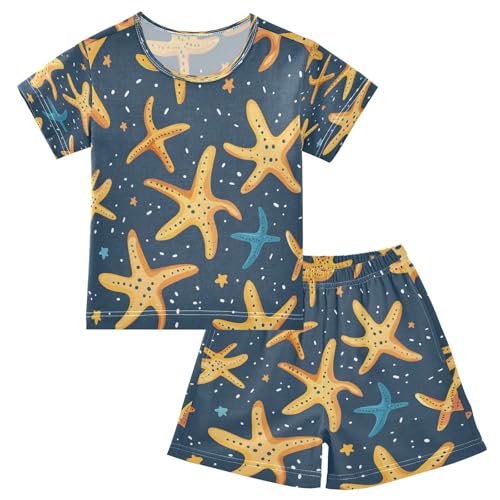senya Short Sleeve Pajamas Sets Summer Cotton Sleepwear Yellow Starfish