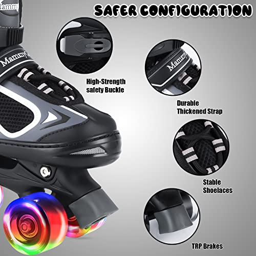 Image of Kids Roller Skates for Girls and Boys, 4 Sizes Adjustable Roller Skates with Light up Wheels, Outdoor & Indoor Roller Skates for Kids Children Beginners,Patines para Ninas Ninos
