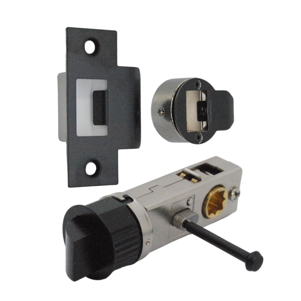 Smart Push Button Privacy Quick Latch 57mm Backset Round Tubular Latch in Matt Black