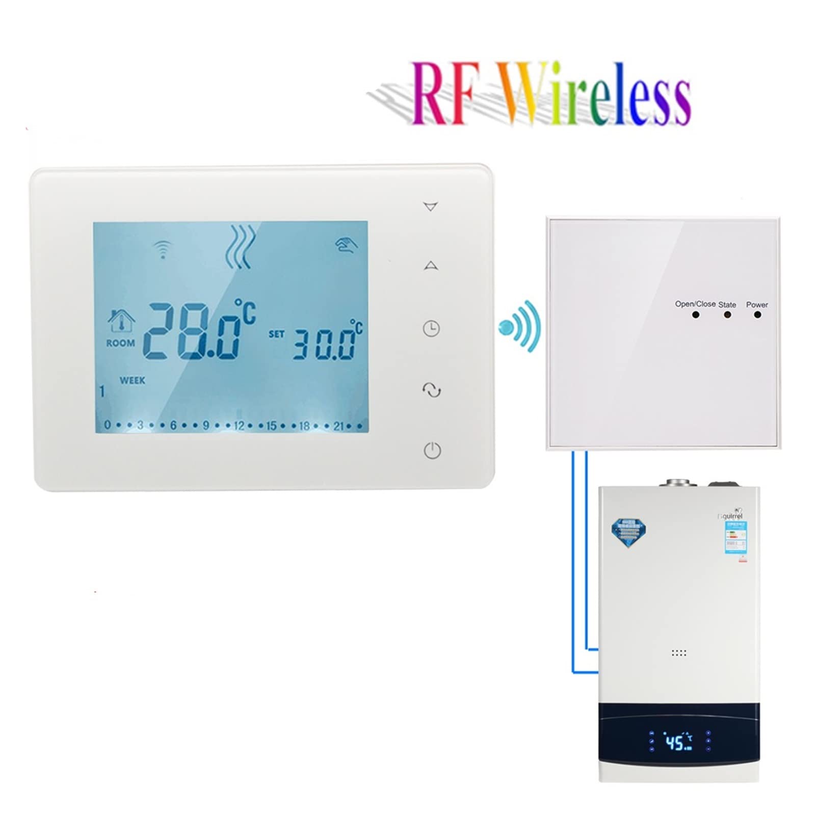 Czujnik termometru, Termostat florowy Smart Home WiFi & AMP; Rf. Kocioł Gasowy Bezprzewodowy regulator ciepłej wody do Google(BOT306RF-WIFI)