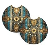 WZYWHJ Dessous de verre de voiture en caoutchouc de qualité avec impression fresque ancienne. Fabriqué à partir de caoutchouc chloroprène durable, capable de résister à des températures extrêmes. Imperméable, séchage rapide et compatible avec tous les porte-gobelets courants.