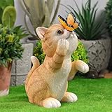 Photo Gallery uiyihif statua di gatto solare da giardino, statue di gatto con luce solare a farfalla, decorazione per gatti all aperto in resina per cortile, prato, patio, casa, per Photo Gallery uiyihif statua di gatto solare da giardino, statue di gatto con luce solare a farfalla, decorazione per gatti all aperto in resina per cortile, prato, patio, casa, per