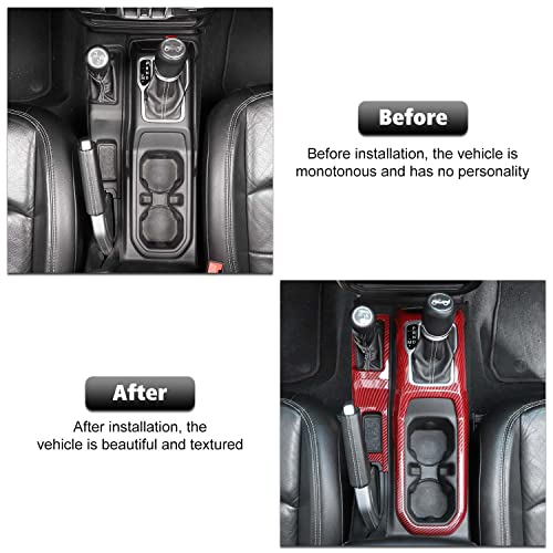 RT-TCZ Center Console Gear Shift Panel Trim Cover 4WD Four Wheel Drive Cup Holder Panel Trim Cover Decoration Interior Accessories for Jeep Wrangler JL JLU & Gladiator JT 2018-2024,Red Carbon Fiber by RT-TCZ - Used condition - Image 3