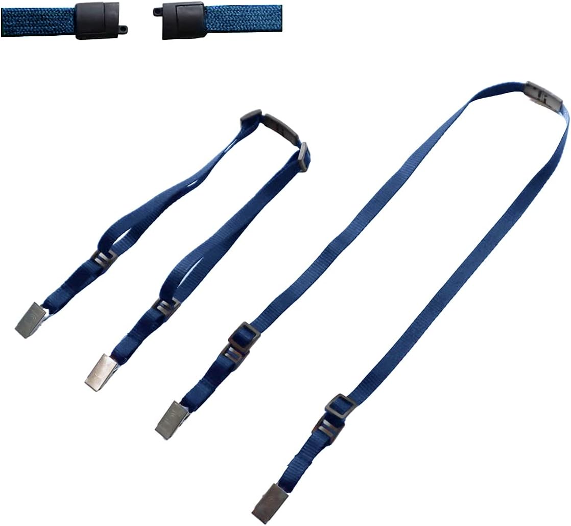 Specialist ID Bulk 25 Pack - Adjustable Double Ended Lanyard with Breakaway with Two Clips - Strap Length Adjusts From 18”-30” to Fit Small & Large Sizes (Navy Blue)