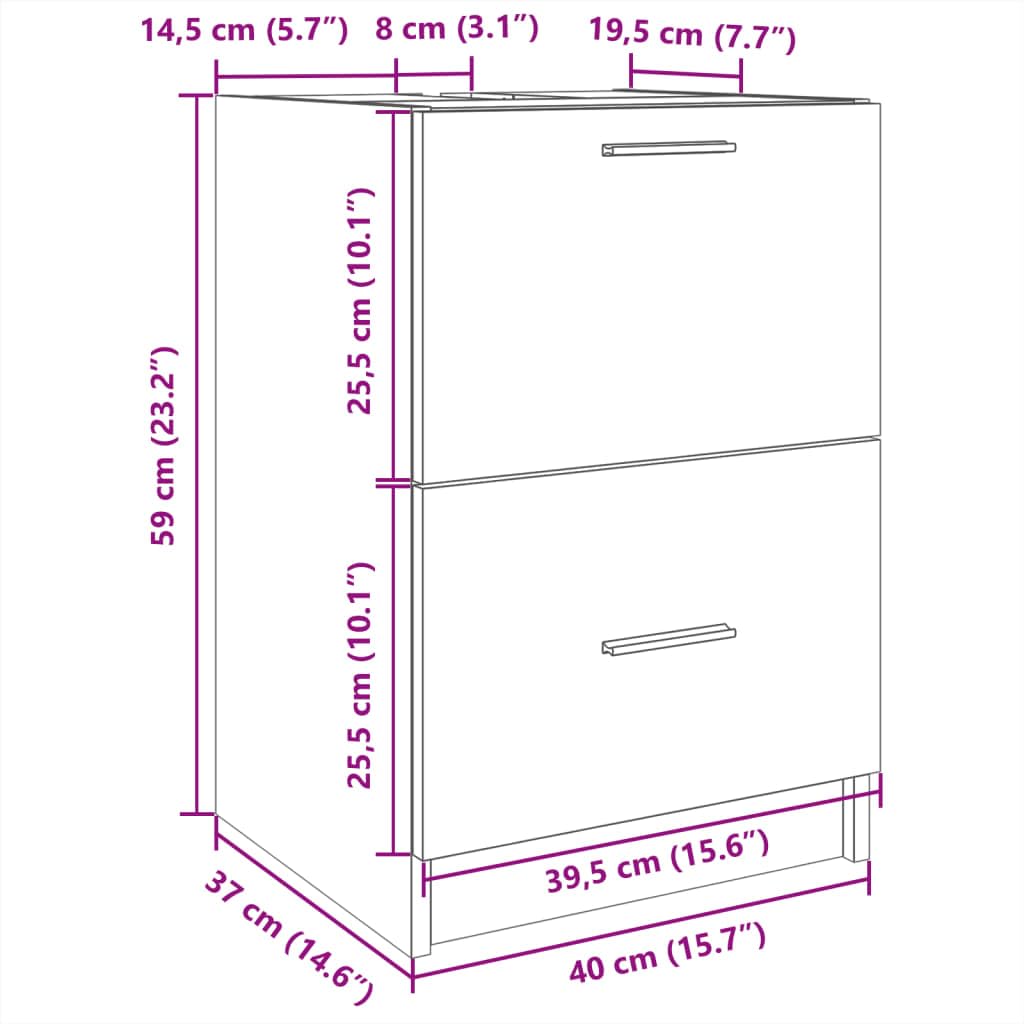vidaXL Armoire d'évier Blanc 40x37x59 cm Bois d'ingénierie