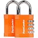 FortLocks Padlock Set - 4 Digit Combination Lock for Gym Outdoor & School Locker, Fence, Case & Shed - Heavy Duty Resettable Set Your Own Combo - Waterproof (Orange, 2 Pack)