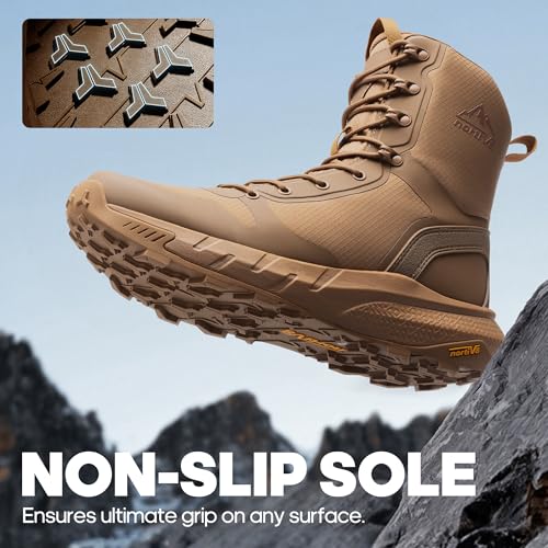 Image of NORTIV 8 Men's Military Tactical Boot Lightweight Comfortable Boots for Work All Day Side Zipper Motorcycle Combat Hiking Boots Metrostrike(8-9 Inches)