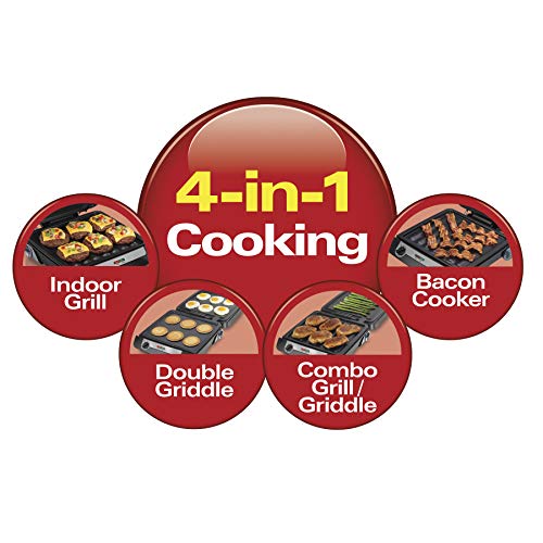 Hamilton Beach 4-In-1 Indoor Grill & Electric Griddle Combo With Bacon Cooker, Opens Flat To Double Cooking Surface, Removable Nonstick Plates, Black & Silver (25601) #TOP1