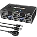Produktbild USB 3.0 HDMI KVM Switch 2 PC 2 Monitore, EDID Emulator, 4K@60Hz Extended Display, HDMI 2.0, Dual Monitor KVM Switch 2 Monitore Teilen Kabellose Tastatur, Maus, Wired Remote und 4 Kabeln