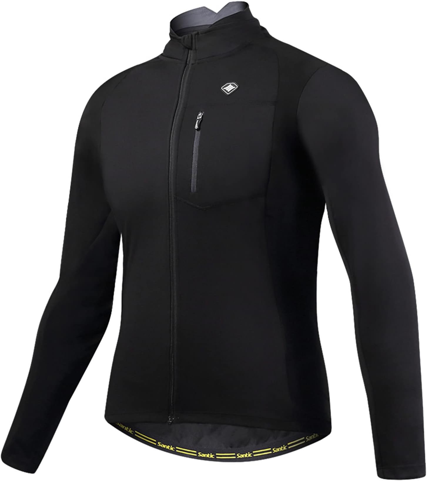 Santic Men's Cycling Bike Winter Jackets Windproof Fleece Thermal Warm UP Running Bike Bicycle Jacket Breathable Reflective Softshell Windbreaker