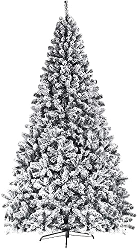 Spsupe Artificial Christmas Tree, Premium Pvc Xmas Full, Flocked Snow Pine Tree With Solid Metal Stand, Ideal For Indoor And Outdoor (9Ft), White #TOP1