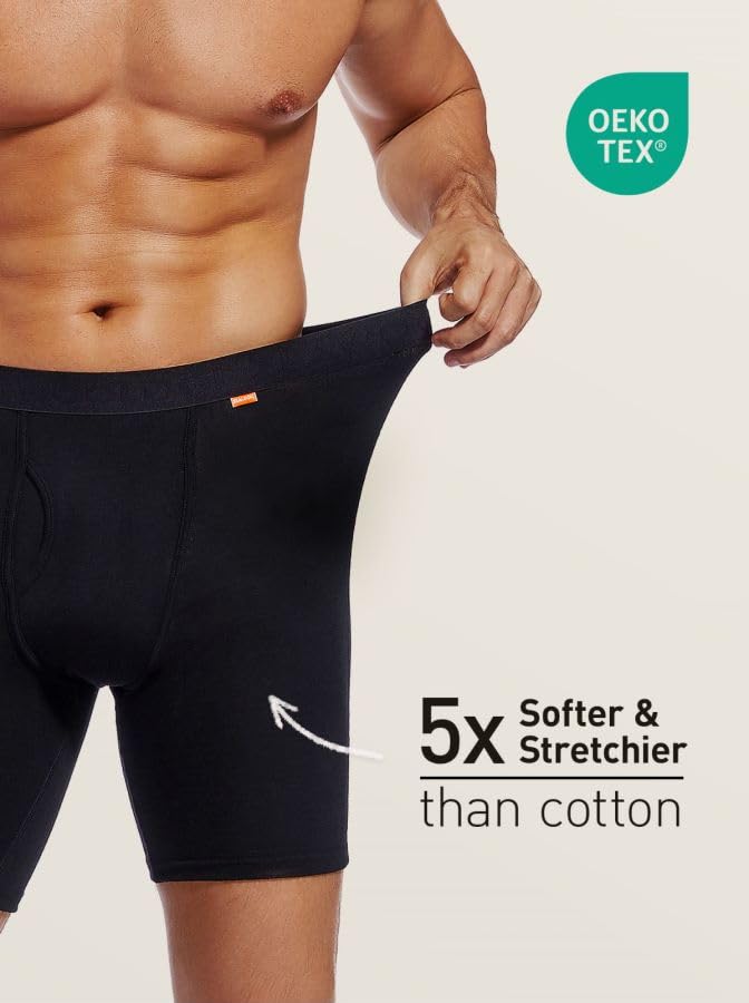 Mens Boxer Briefs Merino Wool Underwear Moisture Wicking Long-leg with Fly3