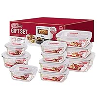 LocknLock Boroseal 10 Piece Glass Food Storage Set | Mixed Size Containers with Lids Airtight | Heat Resistant Glass - Oven and Microwave Safe, Fridge and Freezer Storage