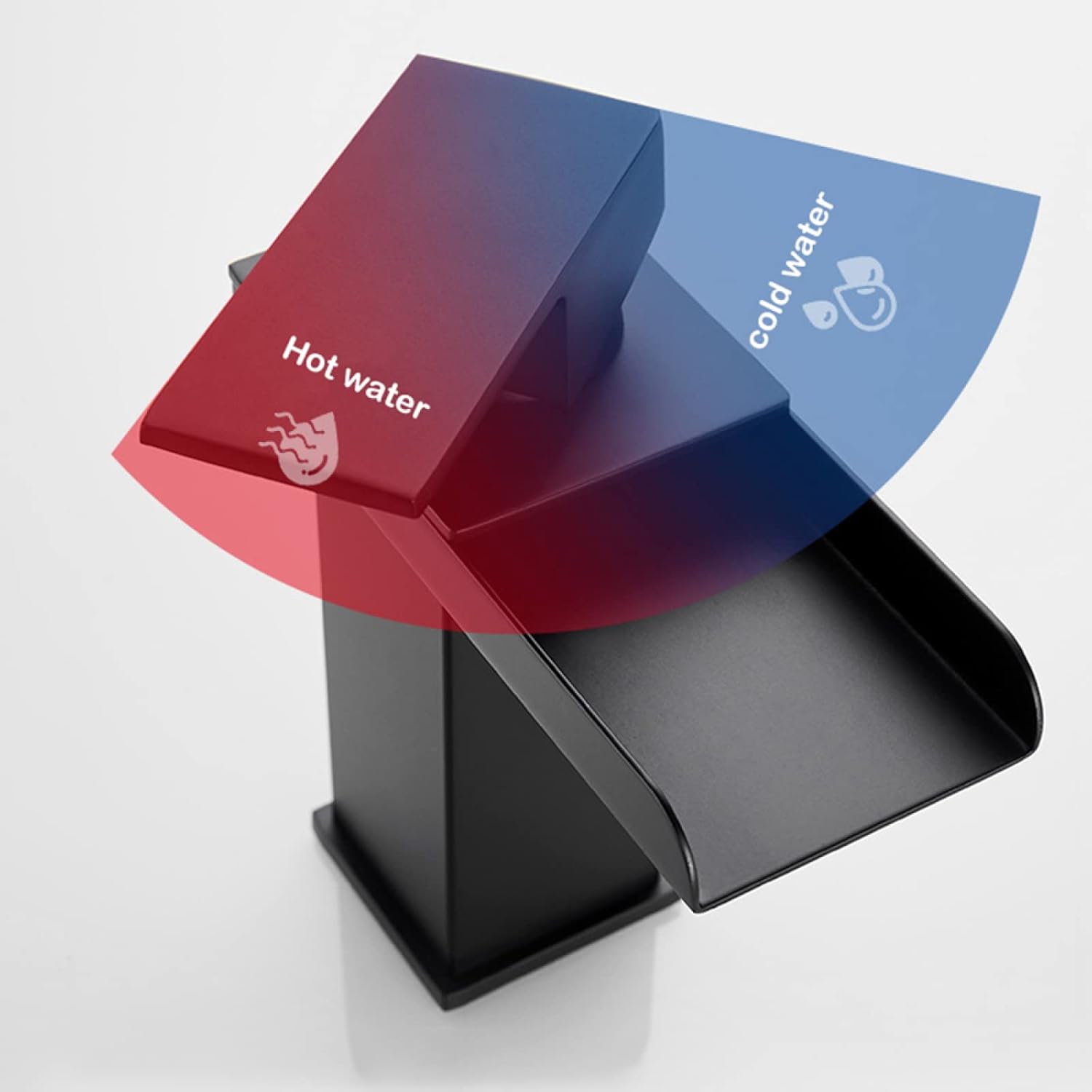 Waterfall Bathroom Faucet Gold, Stainless Steel Vanity Faucet for Bathroom Sink, Single Handle Basin Mixer Tap for Hot and Cold Water, Short(Black,Short)