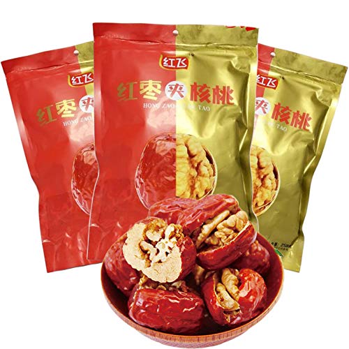 【胡桃２点セット】 Amazon | 紅棗夾核桃【3袋セット】 干し赤棗とクルミの