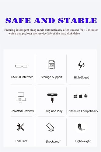 Miniatura 8 de Disco duro externo portátil ultra delgado de 500 GB USB 3.0 HDD Almacenamiento para PC, Mac, portátil, PS4, Xbox One