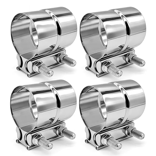 SKYMIRO 3 Inch Exhaust Clamp Stainless Steel 304 Lap Joint Band Clamp For 3 Od To 3 Id Exhaust Pipe Muffler Elbow Exhaust Tubing Connection Catalytic Converters (4PCS)