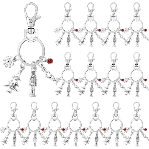Tondiamo 16 Pcs Nutcracker Ballet Keychains for Ballerina Gifts Bulk Recital Dancer Valentine Galentine Gift with Nutcracker Charms for Ballet Lover Friends