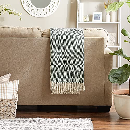 Dii Chevron Throw Collection Handloomed Cotton, 50X60, Hunter Green #TOP4