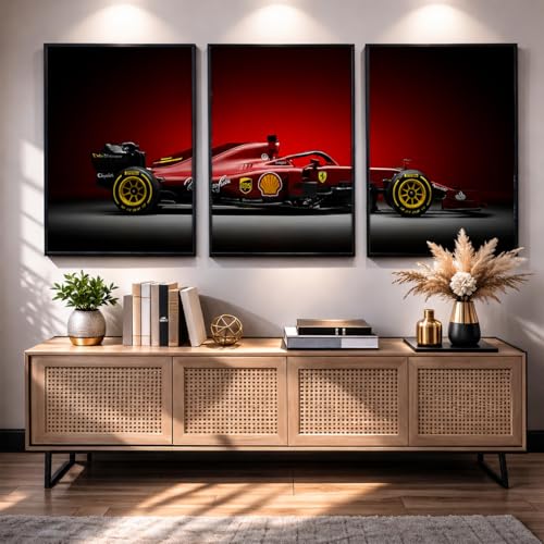 Image of HOMESY Sports Car Framed Posters Gift Items for Boys Room | Wall Decoration for Bedroom Living Room Office Gaming Room Decor | F1 Car Poster with Frame for Wall Decor Set Of 3 Size (10x13 inch, BLACK)