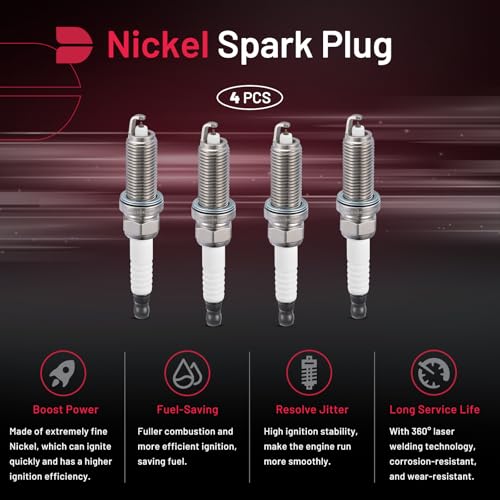 Image of BDFHYK 94702 Iridium Spark Plugs Compatible with Nissan Rogue 2014-2020 2.5L L4, 2013-2018 Altima 2.5L L4 Engines Replacement for DF6H-11A DF6H11A 1UXE18110 BY483DF6H0 Set of 4