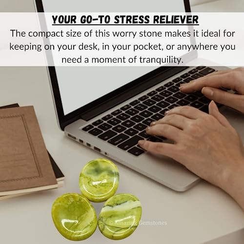 Image of Amazing Gemstone Serpentine Worry Stone Crystals, Healing Stones