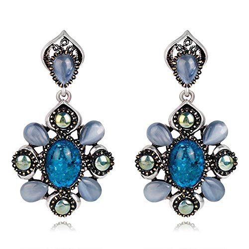 danbi huabi Lady Silver Plated Acrylic Resin Unique Flower Dangle Earrings