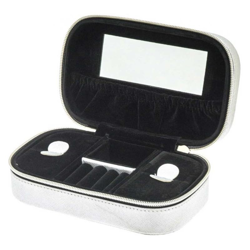 Davidts Zip'n go - Joyero rectangular (18 x 10,3 x 5,5 cm), color plateado, plata, 18 x 10,3 x 5,5 cm