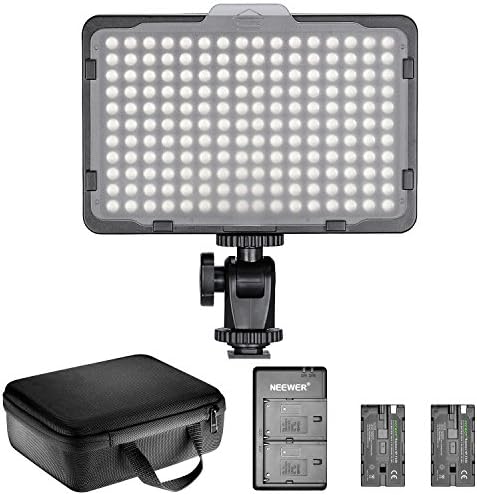 NEEWER Dimmable 176 LED Video Light Lighting Kit: 176 LED Panel 3200-5600K, 2 Pieces Rechargeable Li-ion Battery, USB Charger and Portable Durable Case for Canon, Nikon, Pentax, Sony DSLR Cameras