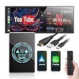 Spedal CarPlay AI Box Wireless Adapter with Netflix & YouTube, 3-in-1 Smart Box Car Streaming Device, Car Video Player 4K, Dual-Band WiFi, HDMI Output | for Cars with Wired CarPlay Android 12 (Black)